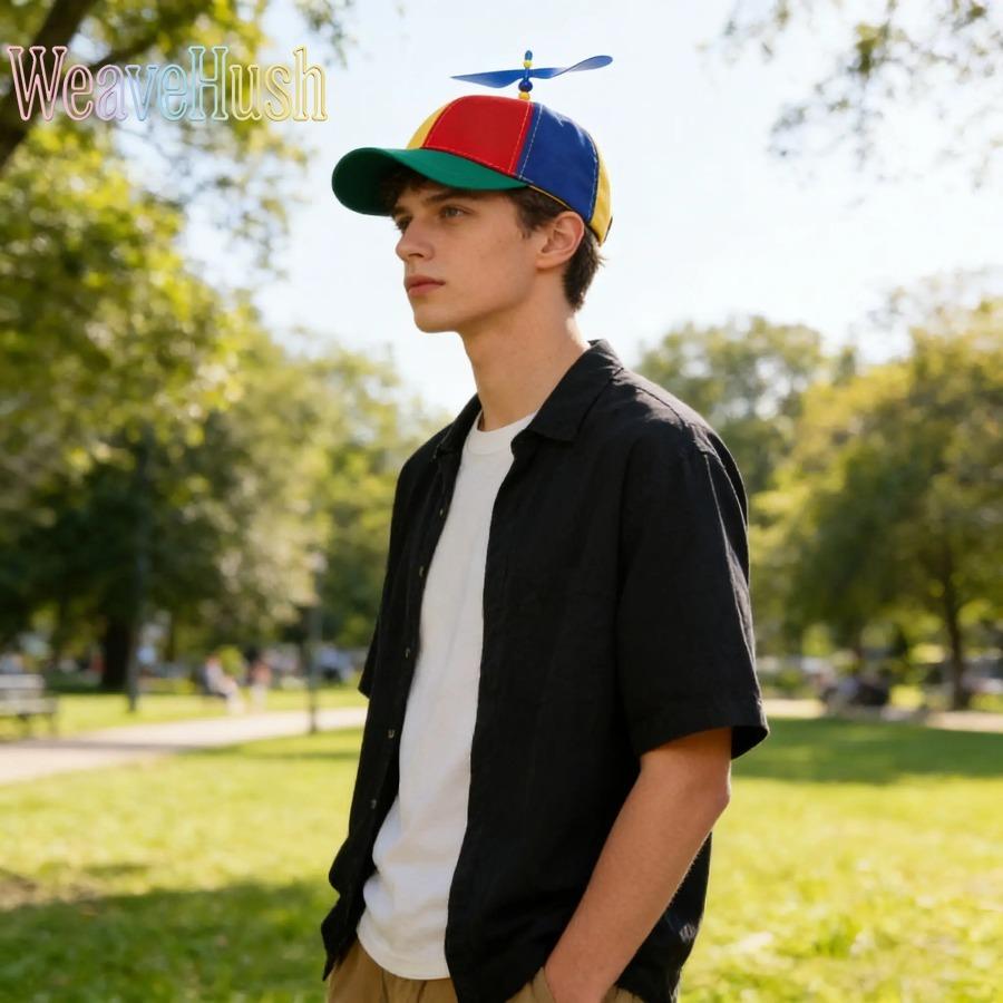 2026 Cute Colorful Helicopter Propeller Baseball Cap for Kids & Adults, Fun Novelty Snapback Hat with Adjustable Neutral Fit, Lightweight Breathable Design Perfect for Cosplay, Parties, Festivals, Outdoor Play & Trendy Casual Daily Wear