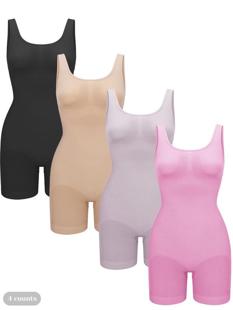 Shorts Bodysuit for Women Black Tummy Control, Body Sculpting Compression, Minimalist Shapewear Seamless Sexy Butt Lifting Workout Bodycon One Piece Short Jumpsuit