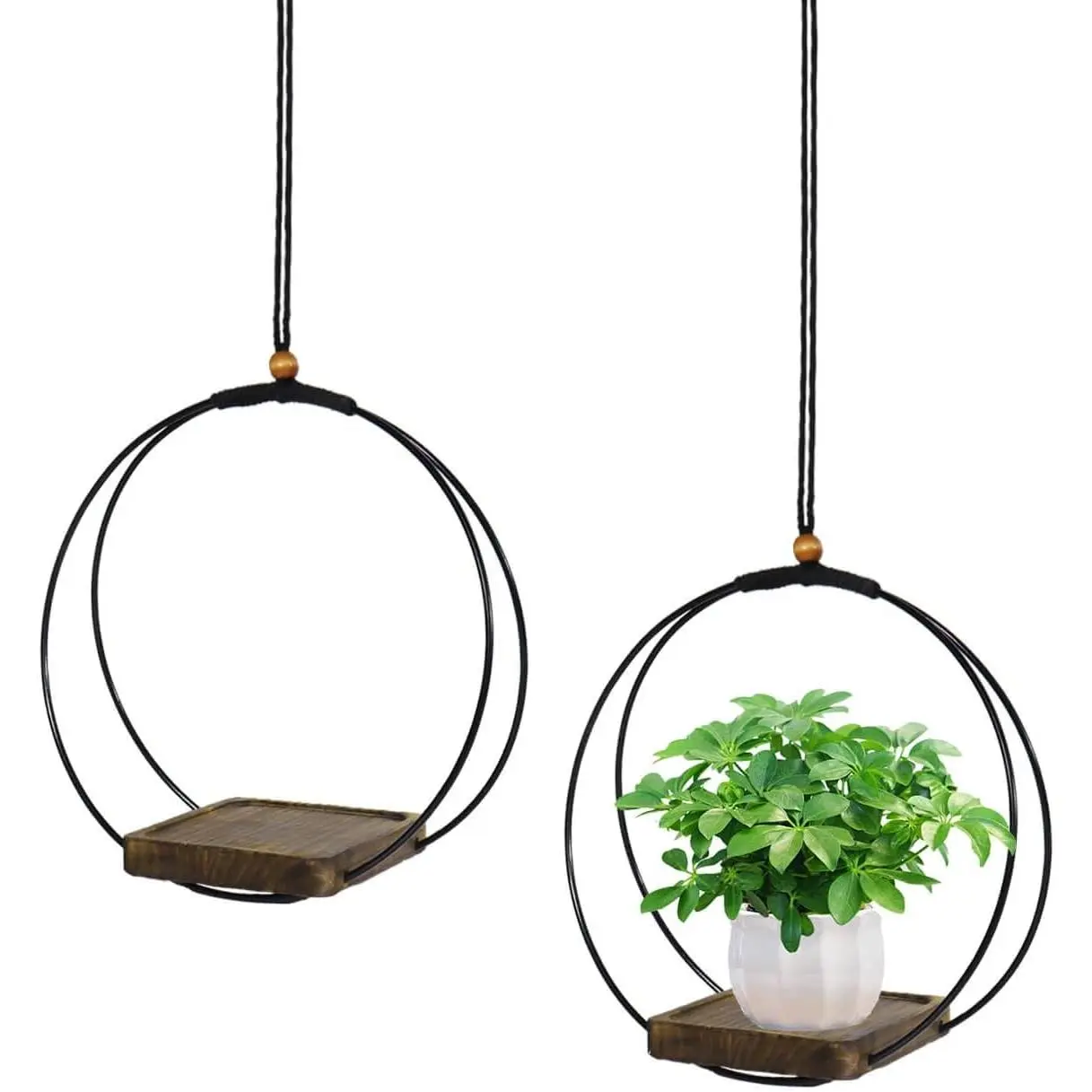 Planter for Indoor  - 2 Pack  Hanger Indoor with Metal Ring and Sturdy  Base, Boho  Planter for Wall/Window/Room Decor