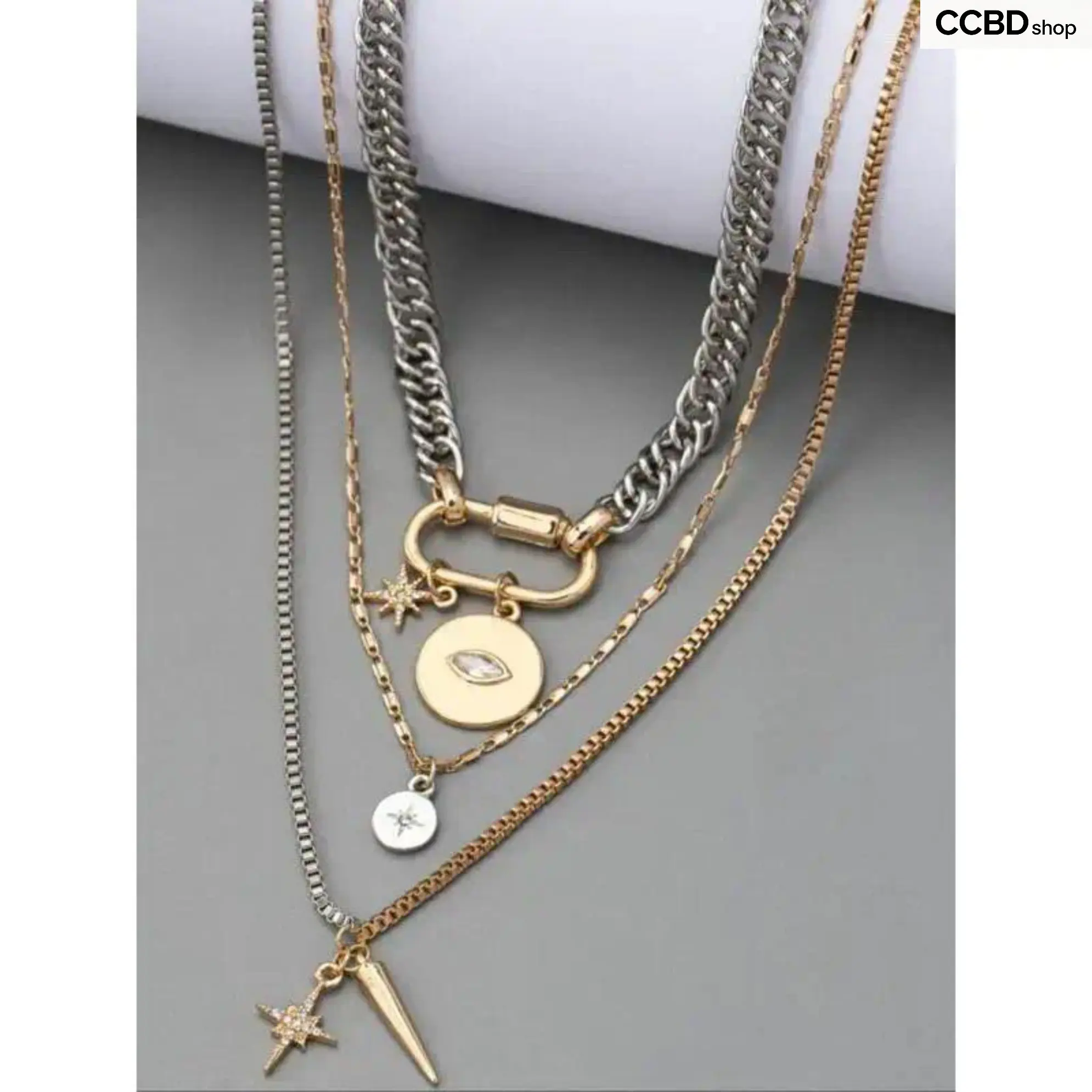 Layered  for Women, Gold & Silver Two-Tone Eye Pendant Statement Jewelry, Trendy Stacking   for Everyday Wear, Back to School, Parties & Gifts men cross Fashion Jewelry Accessories Daily Versatile  zircon heart earring unisex ring stud geometric knuckle