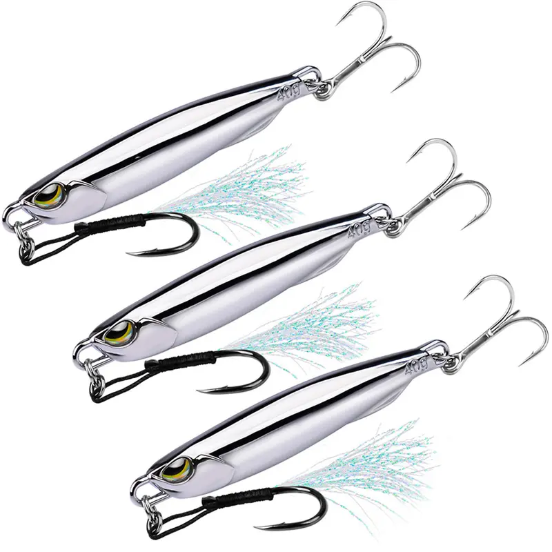 3pcs Metal Jig Fishing Lure Lot Jigging Tuna Bass Trout Salmon Slow Jig Bait Tackle Saltwater Freshwater