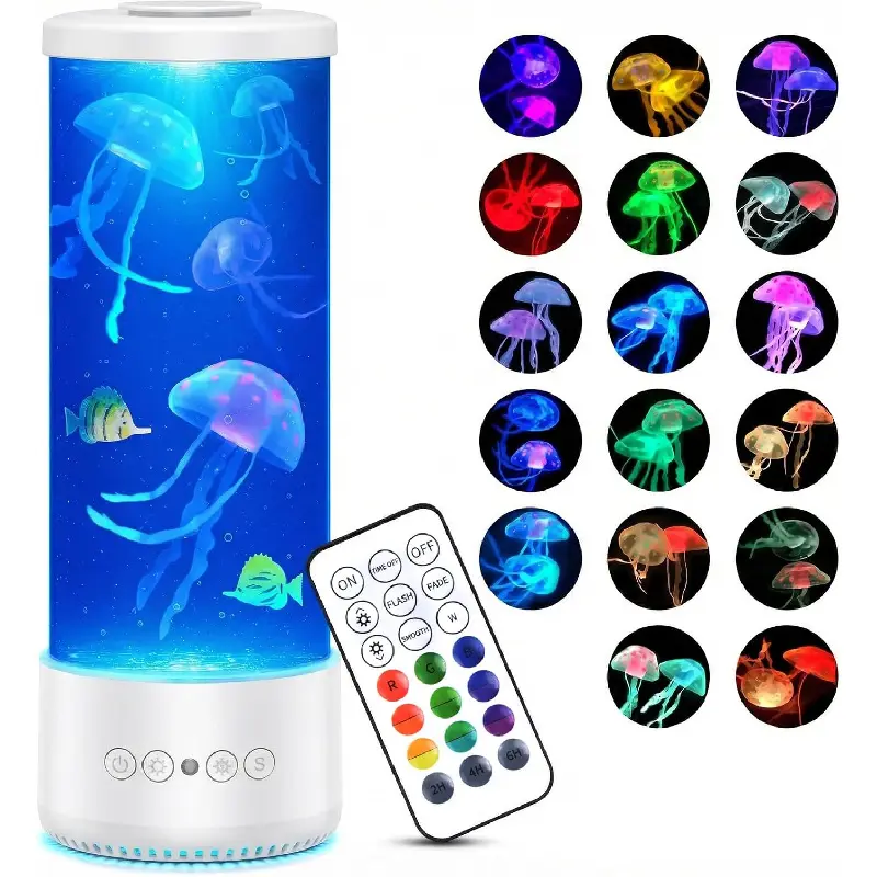 Jellyfish Lamp,17 Colors with Remote Control,LED Table Lamp,Sensory Aquarium Night Light for Autistic ADHD, Alleviating Stress Relief and Anxiety in Children Kids Adults,Sleep Aid&Home Office Decor