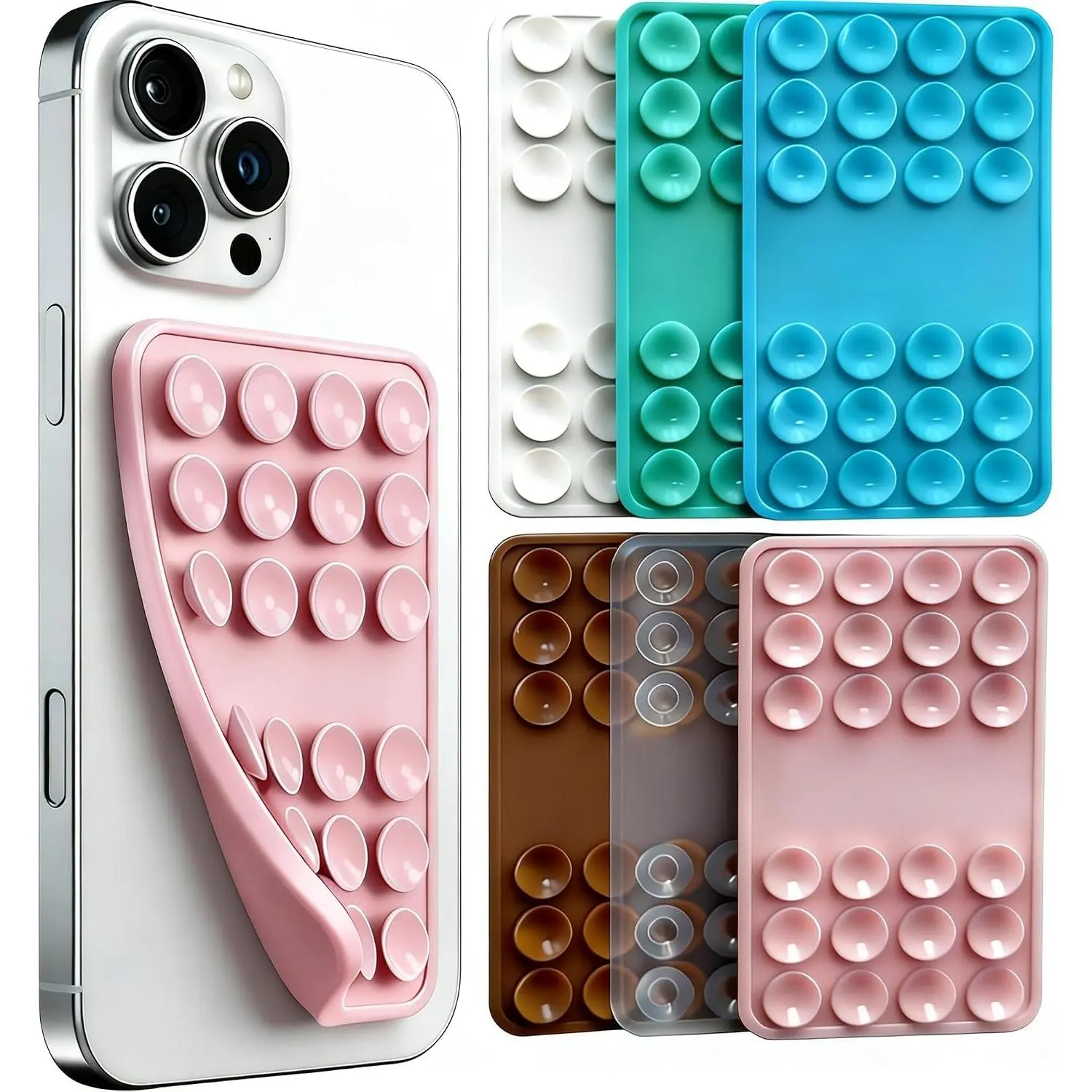 6 count  Suction Phone Case Mount, Non Slip Suction Cup, Hands-Free Phone Accessories Holder for Selfies and  Videos,  Adhesive Stand Sticky for Cell Phone
