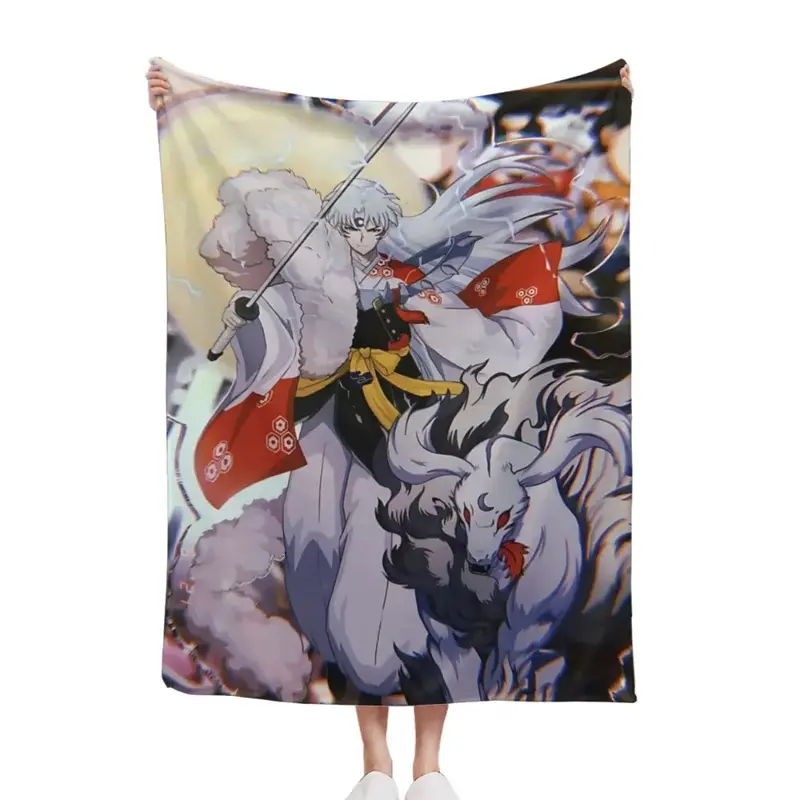 Ultra Soft Sesshomaru Inuyasha Demon Wolf Form Fleece Throw Blanket  Warm Cozy Vintage 90s Anime Flannel Blanket For Couch Bed Gaming Room  Perfect Birthday Christmas Valentines Day Gift For Otaku Manga Anime Lovers