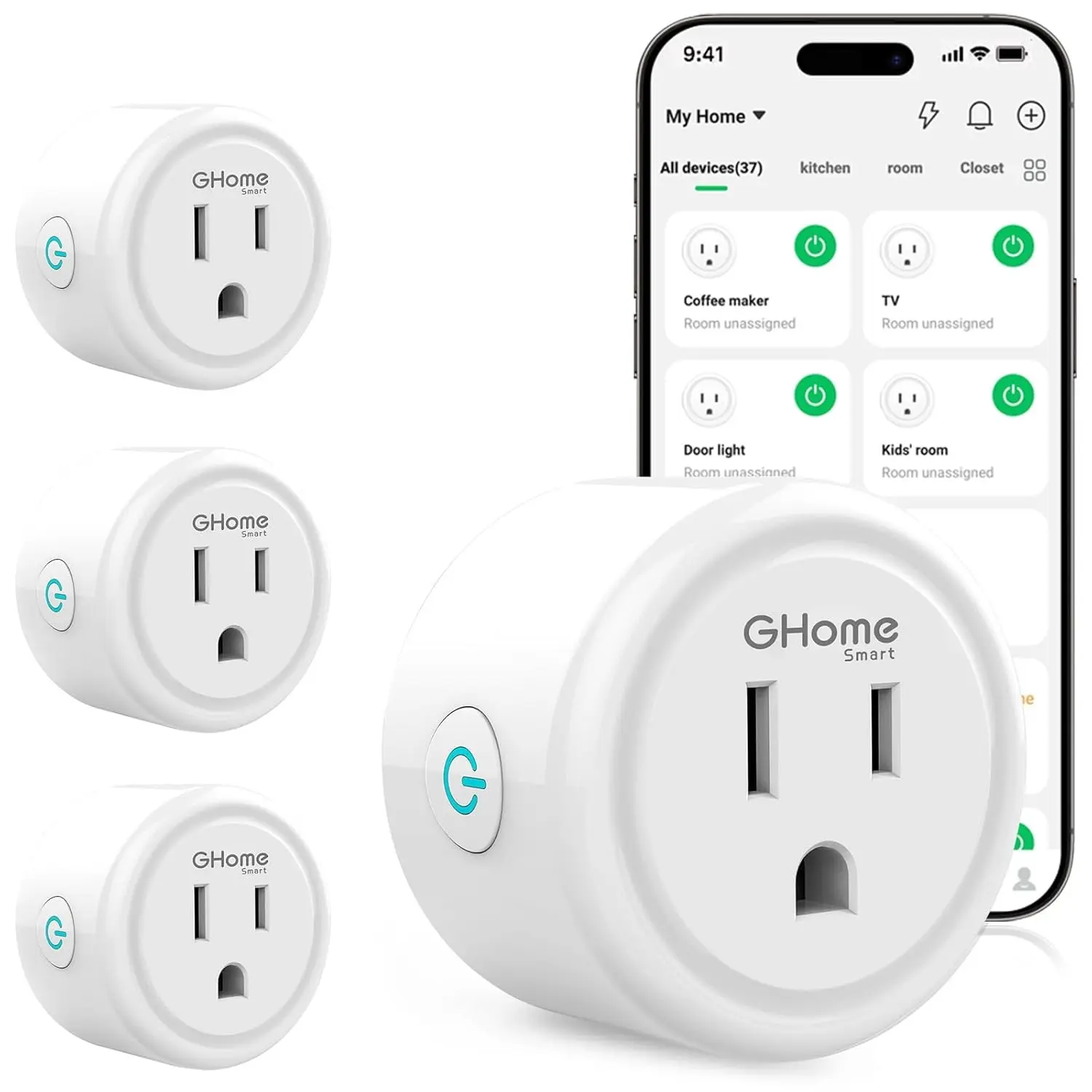 Smart Plug, WiFi Smart Plugs Work with Alexa and Google Home, Smart Outlet Timer with APP Remote Control, 2.4GHz Wi-Fi Only, No Hub Required, ETL FCC Listed