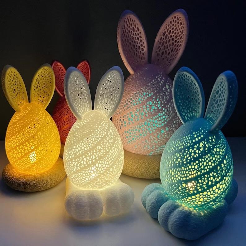 3D Printed LED Easter Hollow Rabbit Lamp, Festive Rabbit Party Decoration Ornament