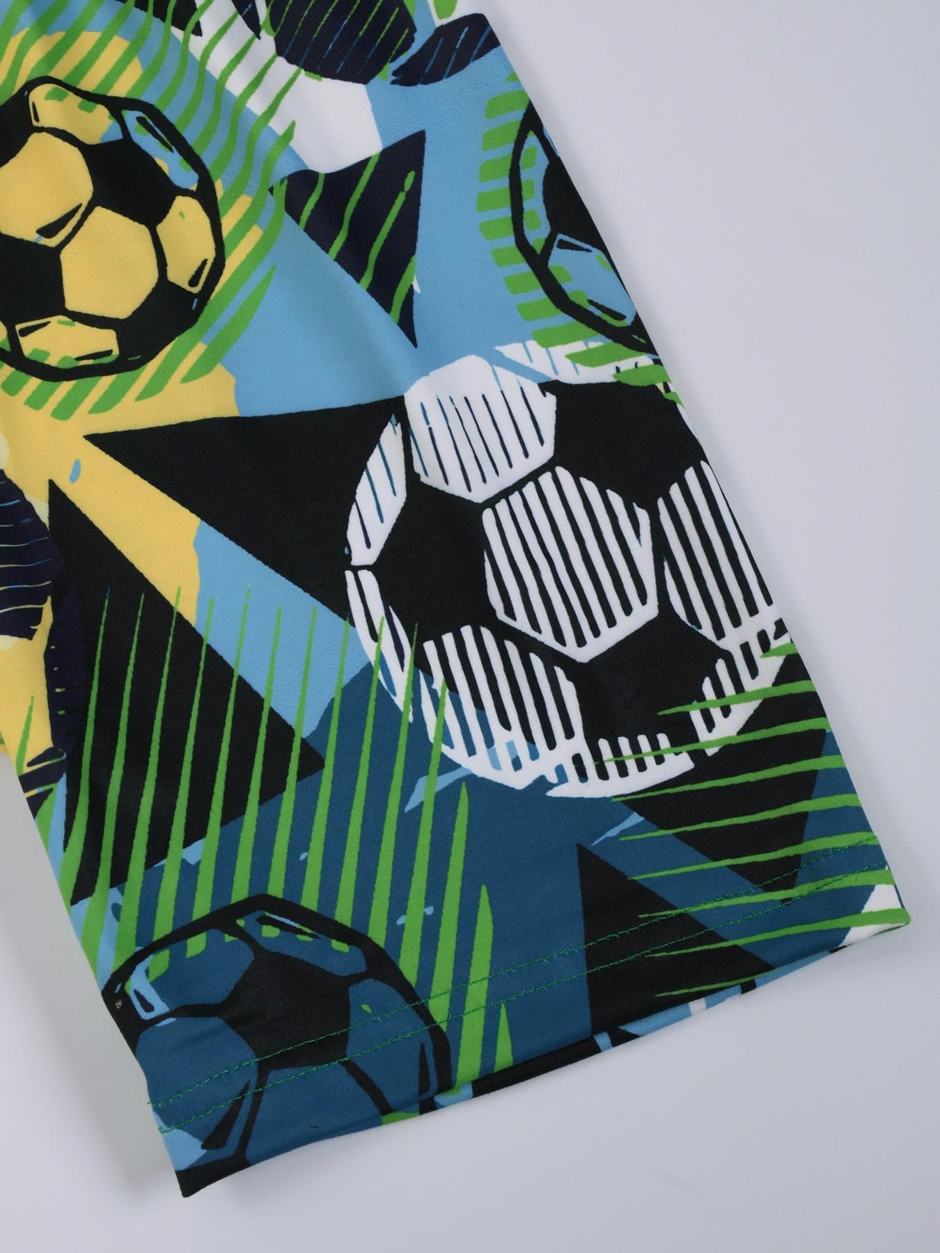 Boy's Junior Cartoon Soccer Print Short Sleeve Tee & Shorts PJ Set, Casual Comfy Round Neck T-shirt & Shorts PJ Set, Kids Sleepwear for Summer, Pajama Sets