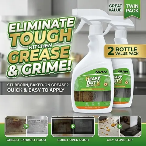 NUAN heavy duty degreaserNUAN Super Fast Kitchen Degreaser – Cleans Oil Stains from Stoves & Range Hoods