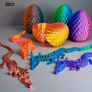 2pcs 3D Printed Dragon and Egg Set, Jointed Action Figures, 5.1 Inch Dragon, 2.76 Inch Egg, Perfect for Christmas, Halloween, Easter Gifts
