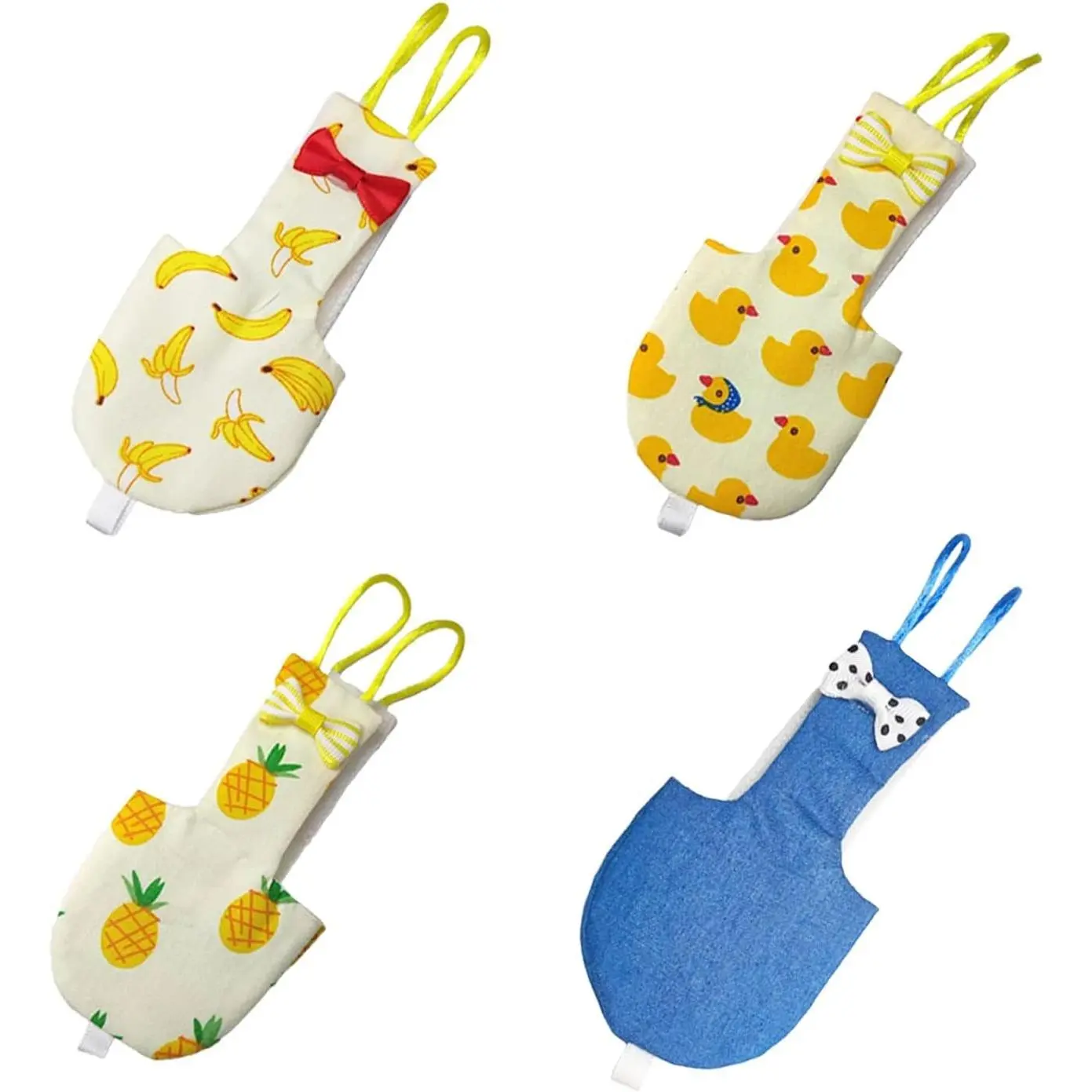 4 Pcs Reusable Bird Diaper Parrot Nappy Flight Suit with Waterproof Inner for Parakeet Cockatiel Mini Macaw Budgie Canary Cute Style Size M