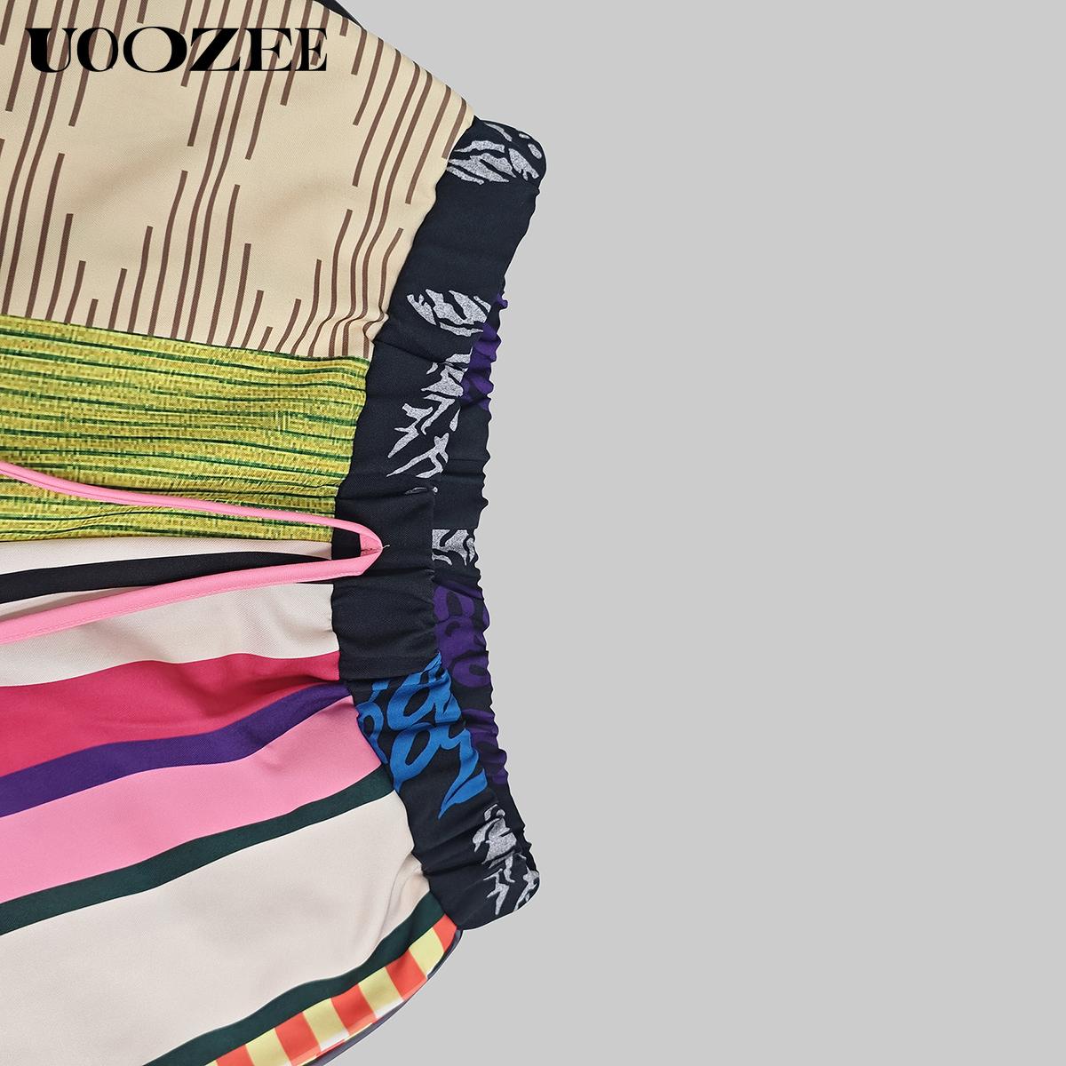 UOOZEE Women's 2026 New Spring Autumn Striped Printed Pockets Wide Leg Pants New Fashion Contrast Color Drawstring High Waisted Loose Streetwear Trousers (Smaller Waist  Fit - Check Size Guide or Order One Size Larger) Boho Casual Bottoms Colorful