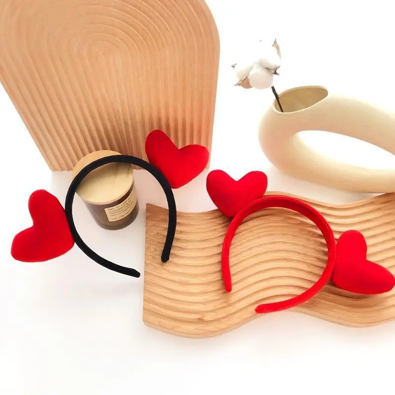 Women/Girls Cute Red Heart Shape Headband - Valentine's Day Wedding Hair Accessory, Comfortable Fit for Long Events