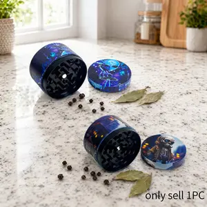 2 Inch 5cm Mini Manual Pepper Mill Peppercorn Dry Spice Grinder Deep Blue Purple Galaxy Space Print Option Compact Kitchen Seasoning Tool Home Cooking Meal Prep