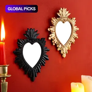 1PC, golden and black flame heart-shaped decorative pendant, resin material sacred heart decorative pendant, suitable for religious wall decoration, home wall decoration or photography prop decoration, theme party decoration #TOP PICKS