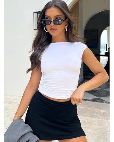 Imily Bela Women's Mini Skirt Sexy High Waist Split Hem Stretch Fitted Pencil Bodycon Skirts