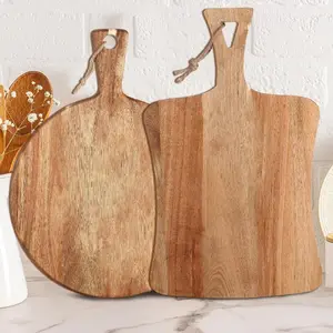 2Pcs Acacia Wood Cutting Board Set Reversible Serving Platter With Hanging Rope Kitchen Food Prep Decor Board Wooden Cutting Boards