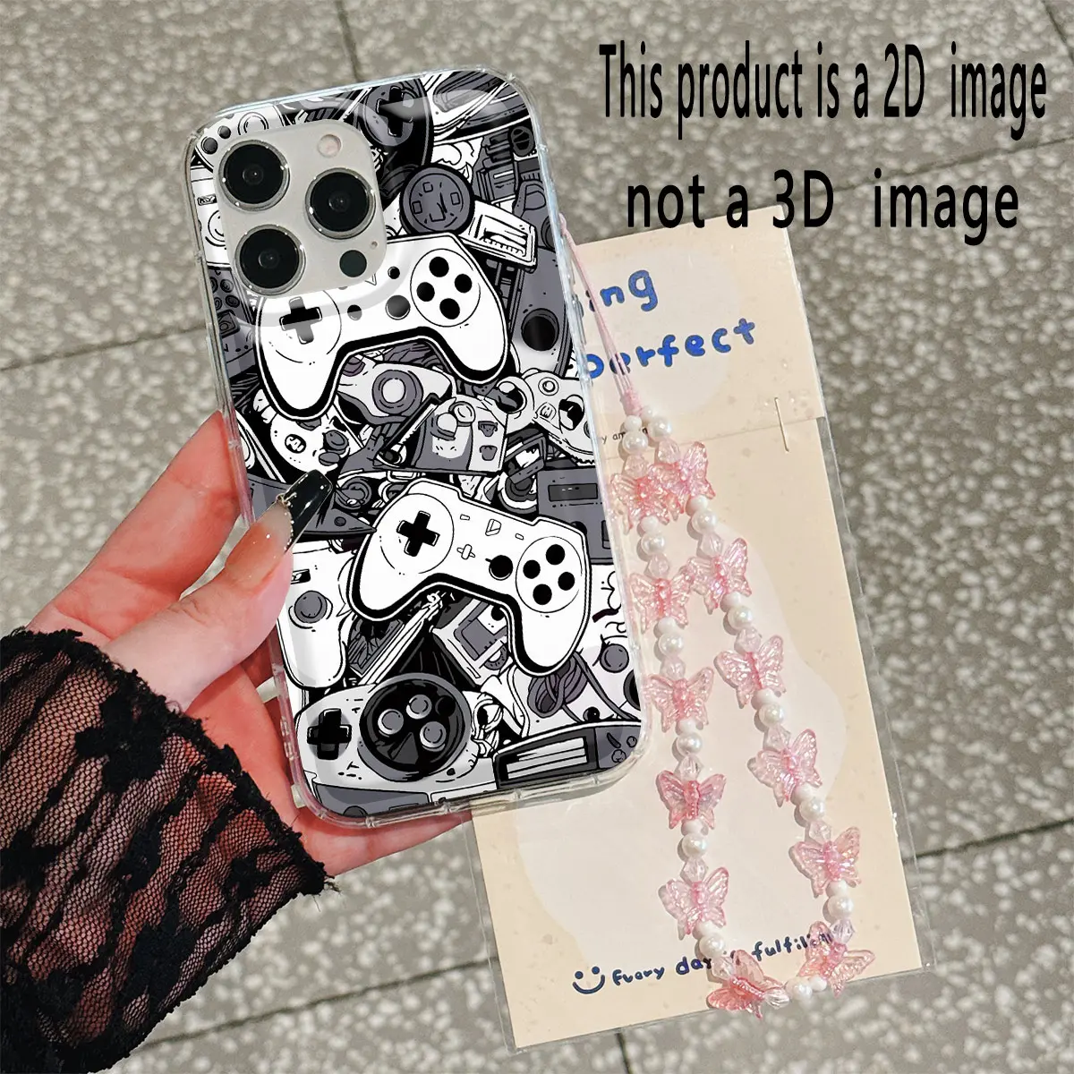 Retro Game Controller Aesthetic Phone Case with Beaded Lanyard Shockproof Protective Cover for iPhone 11-16 Pro Max