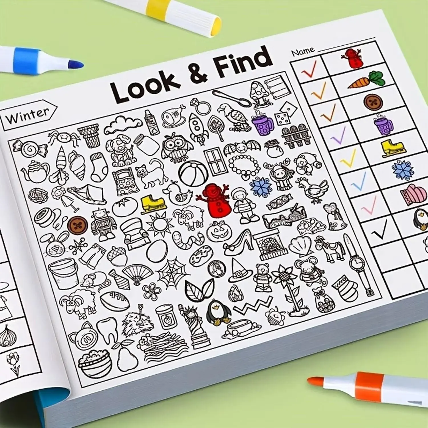 2026 New Focus Game Book, Fun Object Search Visual Training, Mixed Color Coloring Puzzle, Early Education Interactive Kids Book