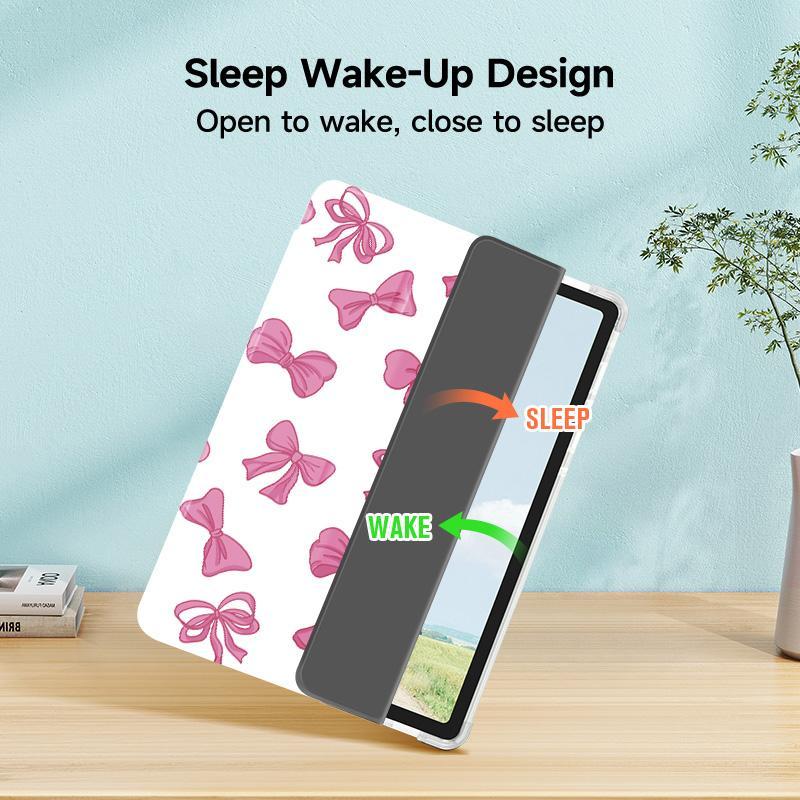 Bowknot Pattern Tablet Case with Pen Slot, 1 Count Auto Sleep/Wake Tablet Protective Cover, Tablet Accessories Compatible with iPad Samsung Galaxy Huawei Matepad Lenovo Tab Xiaomi Pad