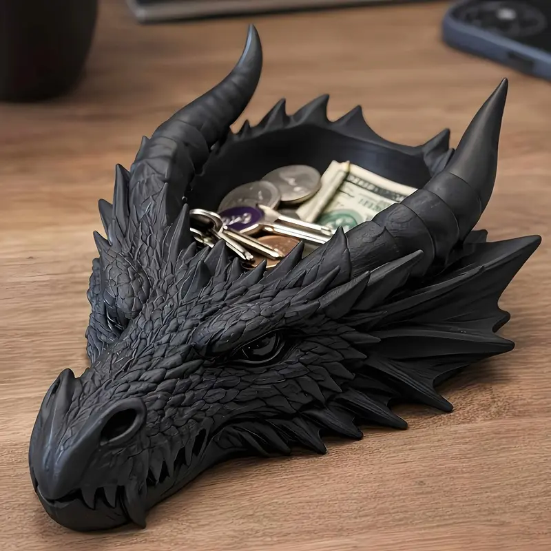 Gothic Dragon Head Jewelry Storage Tray, Dark Style Desktop Decor, Ring Necklace Display Stand, Practical Desk Organizer, Cool Decoration, Ring Holder, Accessory Holder, Home Decor Organiser