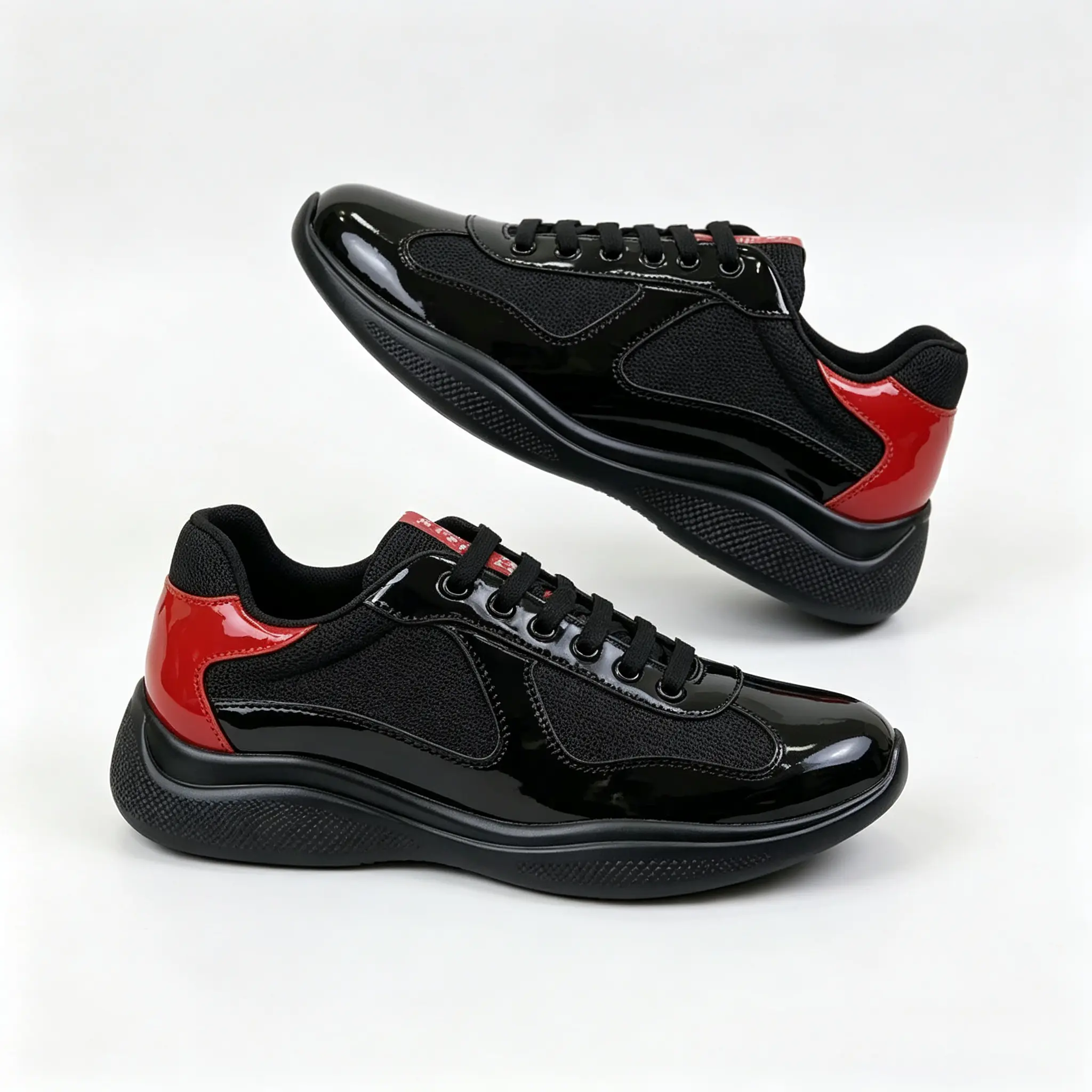 Men Women Gloss Patent Leather Mesh Patchwork Platform Sneakers, Soft Cushion Thick Sole Height Boost Walking Trainers, Lightweight Breathable Daily Casual Streetwear Shoes Multi Color Available   comfortable outdoor sneaker    stylish vers