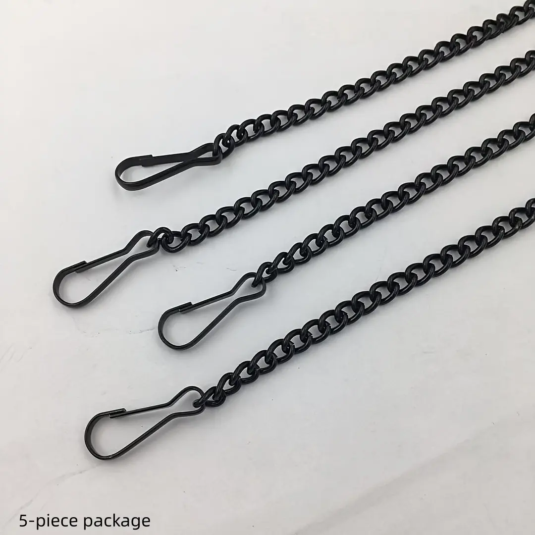 Set of 5 Metal Chains with Hooks, Adjustable and Cuttable Lengths, Ideal for Indoor and Outdoor Use, Versatile Accessories