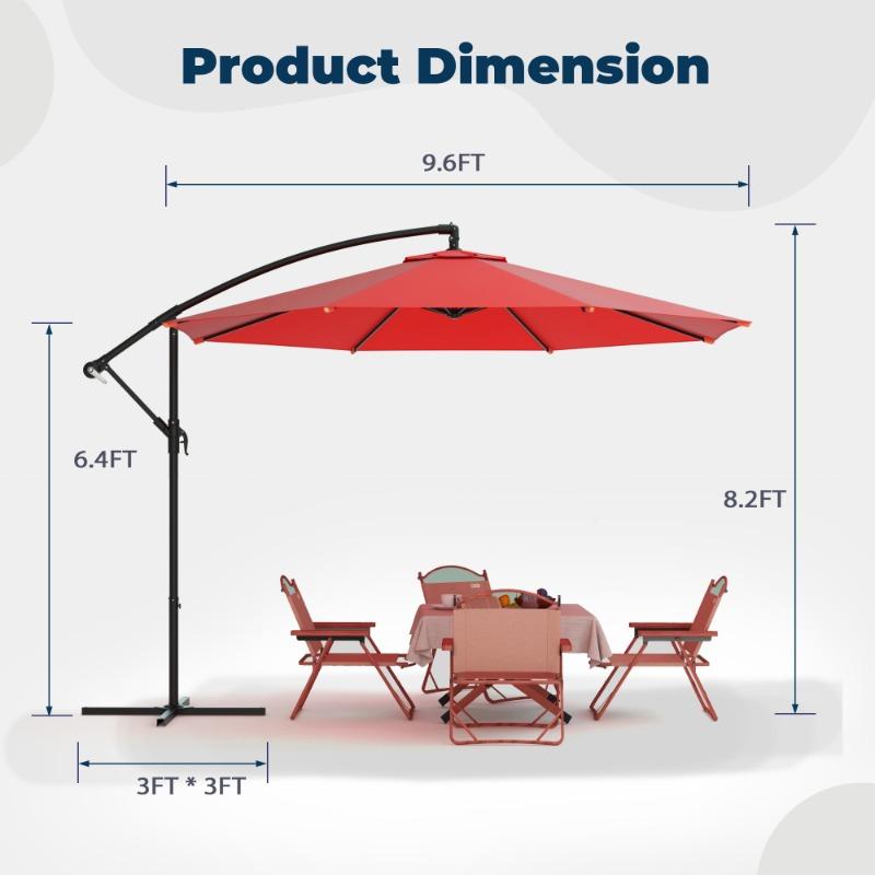 10ft Heavy-Duty Cantilever Offset Patio Umbrella with Adjustable Tilt and UV-Resistant Canopy - Rust-Proof Iron Frame for Garden, Backyard, and Poolside (Red/Navy/Grey) 10ft Heavy-Duty Cantilever Offset Patio Umbrella with Adjustable Tilt and UV-Resistant Canopy - Rust-Proof Iron Frame for Garden, Backyard, and Poolside (Red/Navy/Grey)