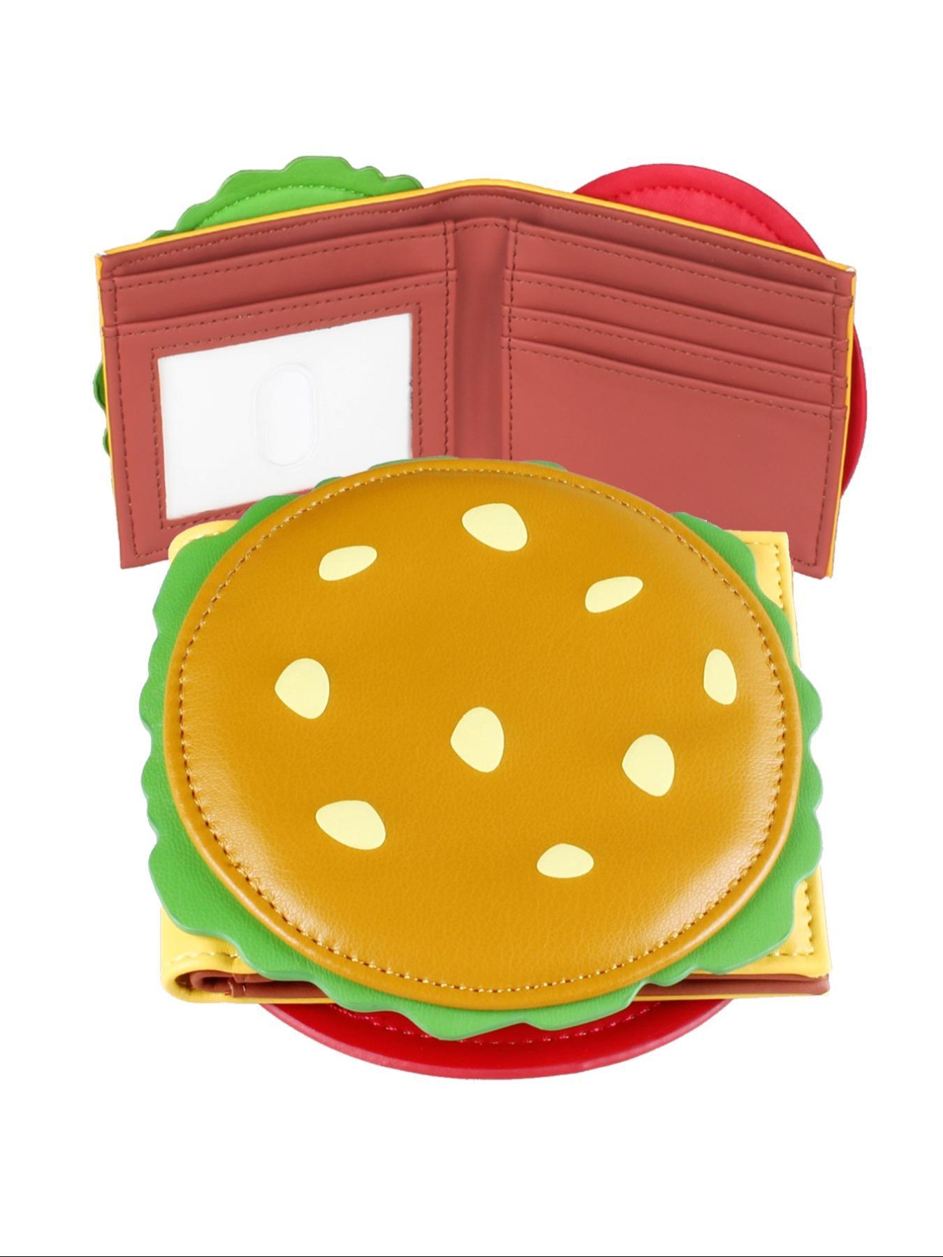 Cute Hamburger Shaped Bifold Wallet, Colorblock Card Holder, Fashionable Moneybag for Women & Girls, Casual Trendy Versatile High-quality Daily Wallet, Pu Leather Wallet