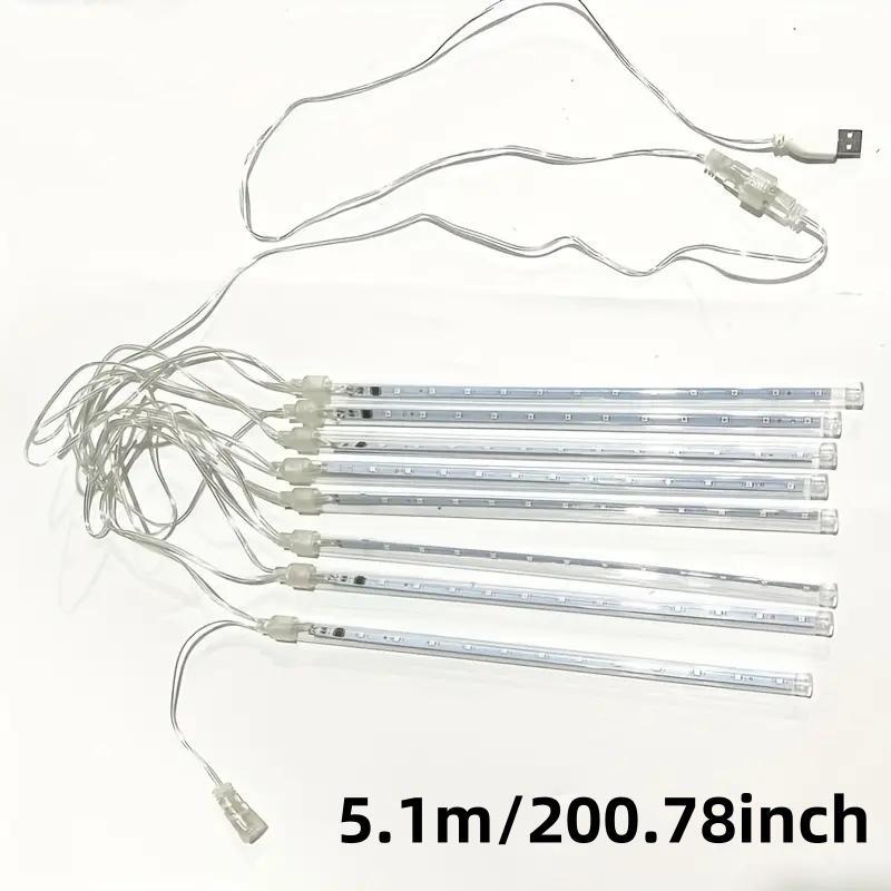 96leds USB Meteor Shower String Lights, 8 Strings Ed Festival Lights, Outdoor Garden Yard Lights, Christmas New Year Wedding Valentine Decorations, Party Lighting Decoration