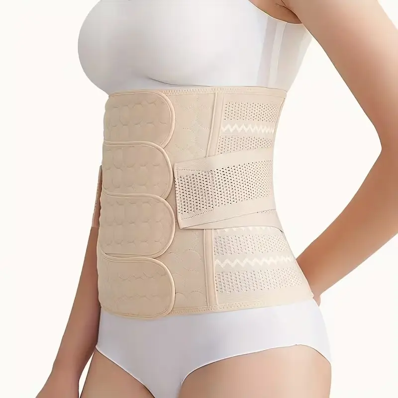 Postpartum Recovery Belt, 4-Piece Abdominal Binder for Natural Birth & C-Section, Postnatal Waist Support Band, Essential Maternity Aid
