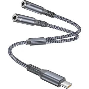iPhone 17 17e Pro Max USB C Headphone Splitter 0.9FT,USB C to Dual 3.5mm Audio Adapter,Type C to 2 Way Aux Female Headphone Jack iPhone 16 16e 15,Galaxy S26 S25 S24,iPad Pro 10,Pixel
