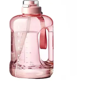 50oz & 84oz Motivational Water Bottle - Time-Marked, Leak Proof & BPA free. 2-in-1 Lid with Straw, Food-Grade . Half Gallon Sized, Ideal  Gym, ness & Outdoor Activities (50oz, Pink)