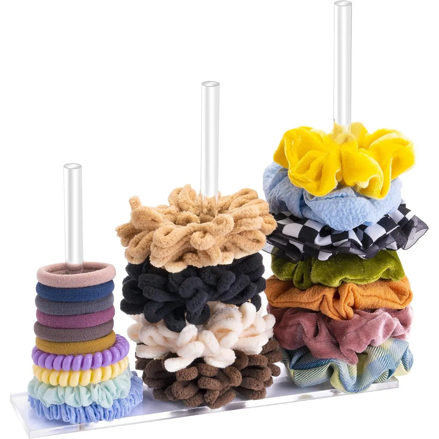 3-Tiers  Scrunchie Holder Stand, Clear Hair Tie Organizer Storage for Women Teen Girls Gifts Scrunchy Hair Accessories Organizer