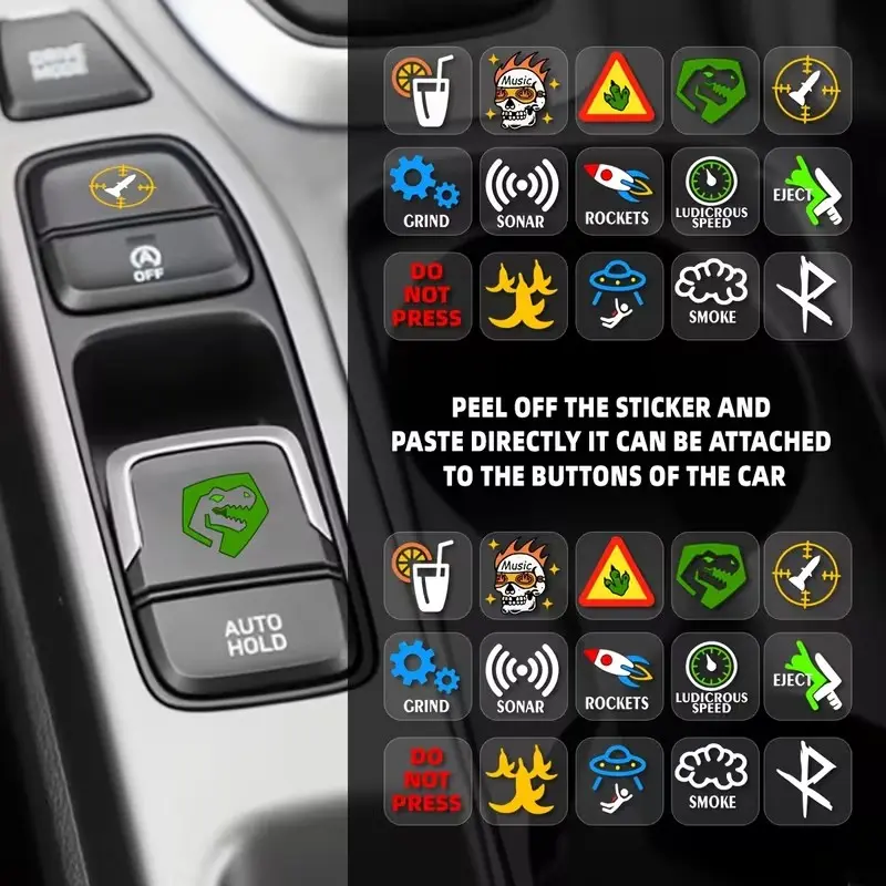 30 Pcs Car Interior Sticker Set, Self-Adhesive, No Damage, Cute & Unique Designs, Perfect for Buttons & Dashboard, Easy to Apply, Car Decals