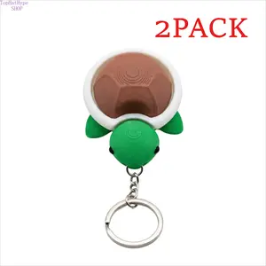 Two adorable turtle-shaped stress-relieving keychains, cute ASMR sensory toys, 6.4cm long, made of 3D printed PLA material, individually packaged, the perfect choice for relaxation.