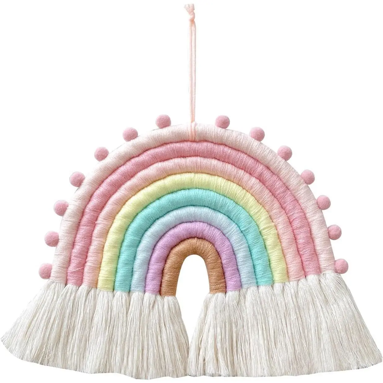 Large Macrame Rainbow Wall  Decor  Pom Pom Garland Rainbow Decor for  Room Girls Bedroom  Shower  Decorations