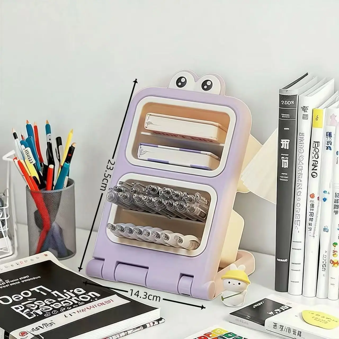 Office Desk Organizer Pen Holder, Slanted Pen Tray, Cartoon Desktop Stationery Storage Bucket, Student Bookshelf Marker Holder, Desktop Decor, Pencil Storage
