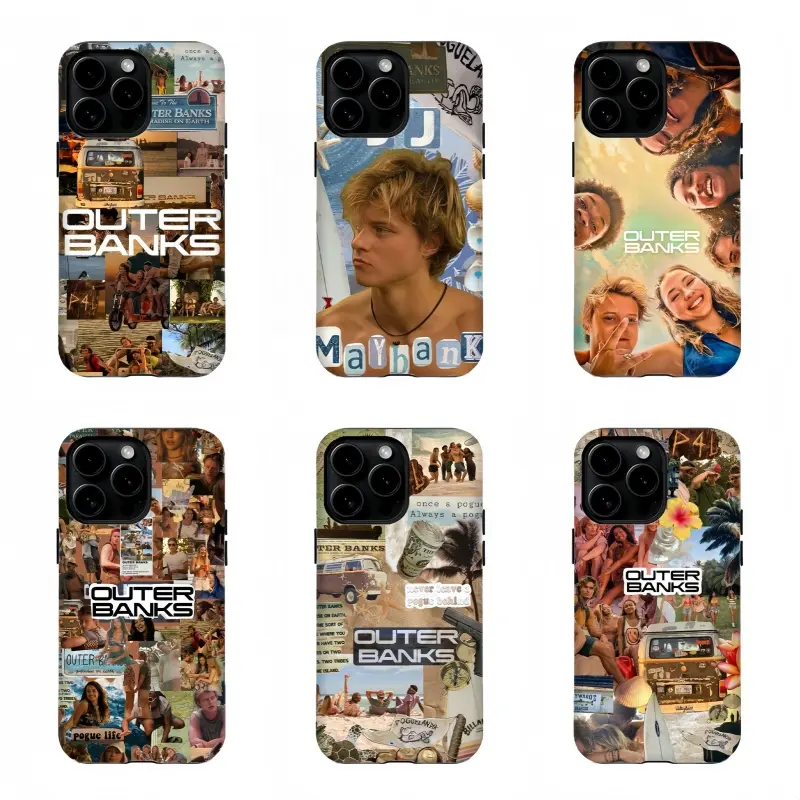 O-uter B-anks H-ard Phone Case, OBX TV Series Retro Photo Collage Design, J.J. M.aybank & Pogue Crew Coastal Beach Print,for iPhone 11/12/13/14/15/16/17 Pro Max & Plus for Samsung phones,an excellent gift for friend or fans.