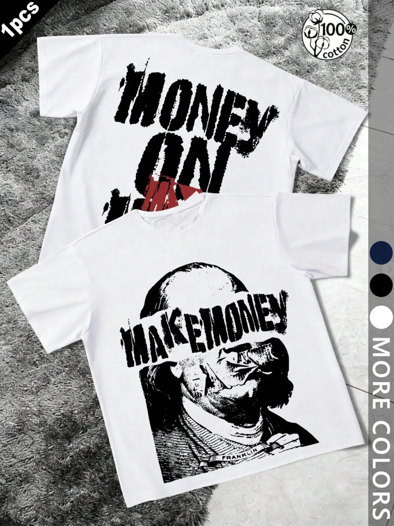 Men & Women Make Money Franklin Dollar Graphic 100% Cotton Short Sleeves T-Shirt - Summer Hip Hop Oversized Streetwear for Teen Boys, Guys, Young Adults | Daily Casual Outfit
