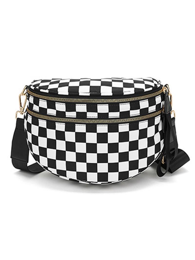 26 Valentine's Day Women's Fashionable Checkerboard Patterm Zipper Shoulder Pack, Casval Versatile Crossbody Bag for Daily Used, Trendy All-match Fanny Bag