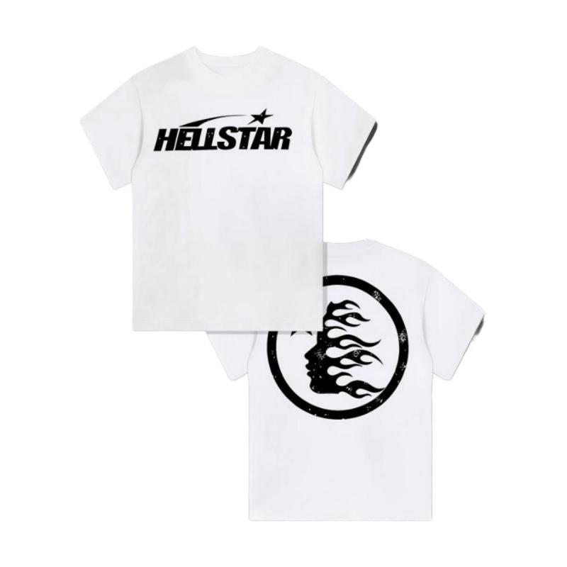 100% cotton double-sided printed Hell Star pattern T-shirt, high-quality printed T-shirt, men's round neck short-sleeved top, casual T-shirt spring and summer clothing shirts Men's good  graphic  tees