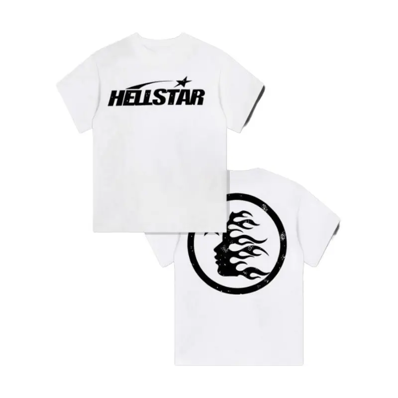 100% cotton double-sided printed Hell Star pattern T-shirt, high-quality printed T-shirt, men's round neck short-sleeved top, casual T-shirt spring and summer clothing shirts Men's good  graphic  tees