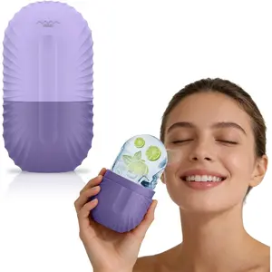 Ice for Face, Ice Face Roller Massager, De-Puff Eye Bags,Reduce Migraine Pain, Reusable Massage Silicone Mold(Purple)