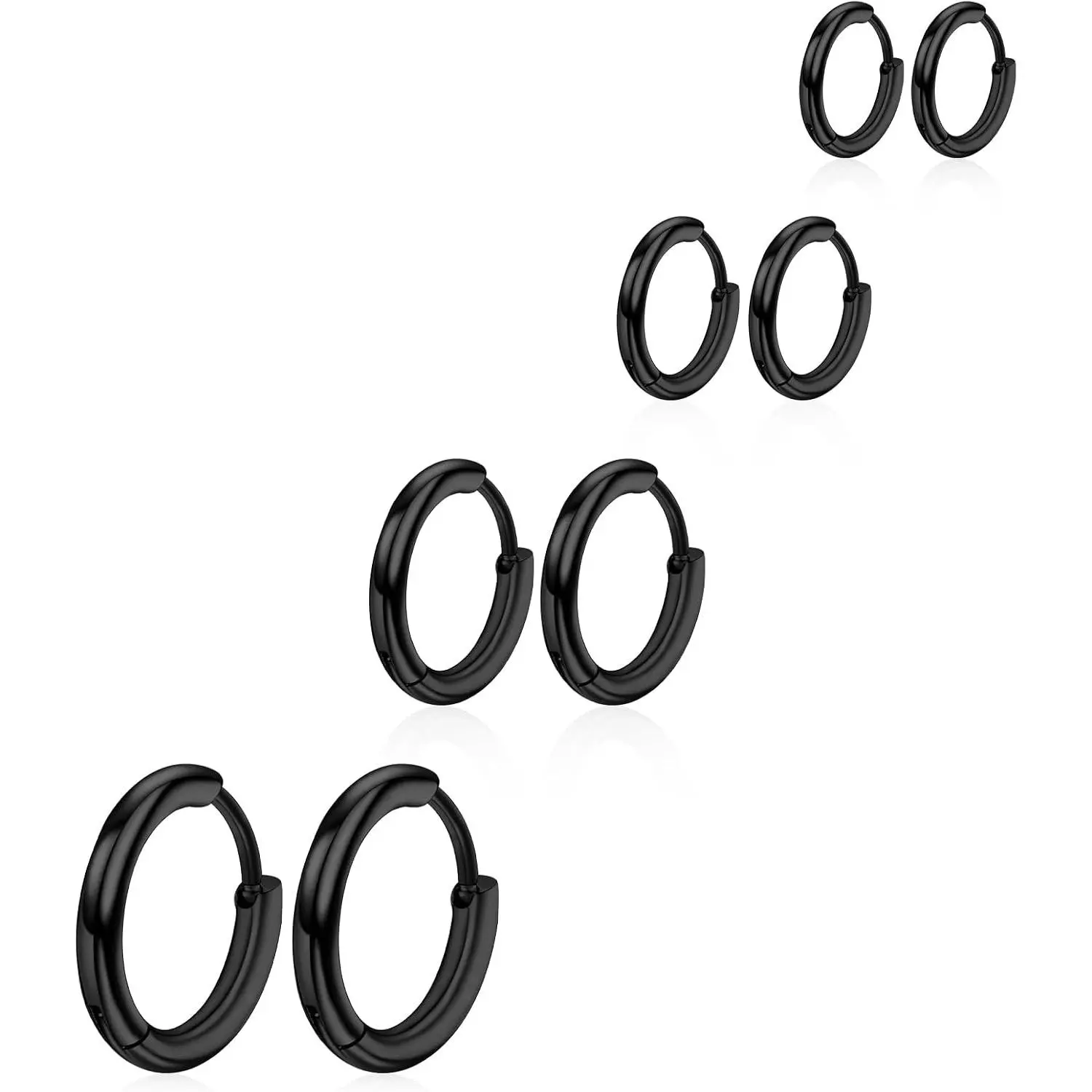 4 Pairs Hoop Earrings for Men 316L Surgical Steel Hoop Earrings 8mm 10mm 12mm 14mm Silver Hoops Earrings Piercings Cartilage Earring Hoop Hypoallergenic Hoop Earrings for Women Men