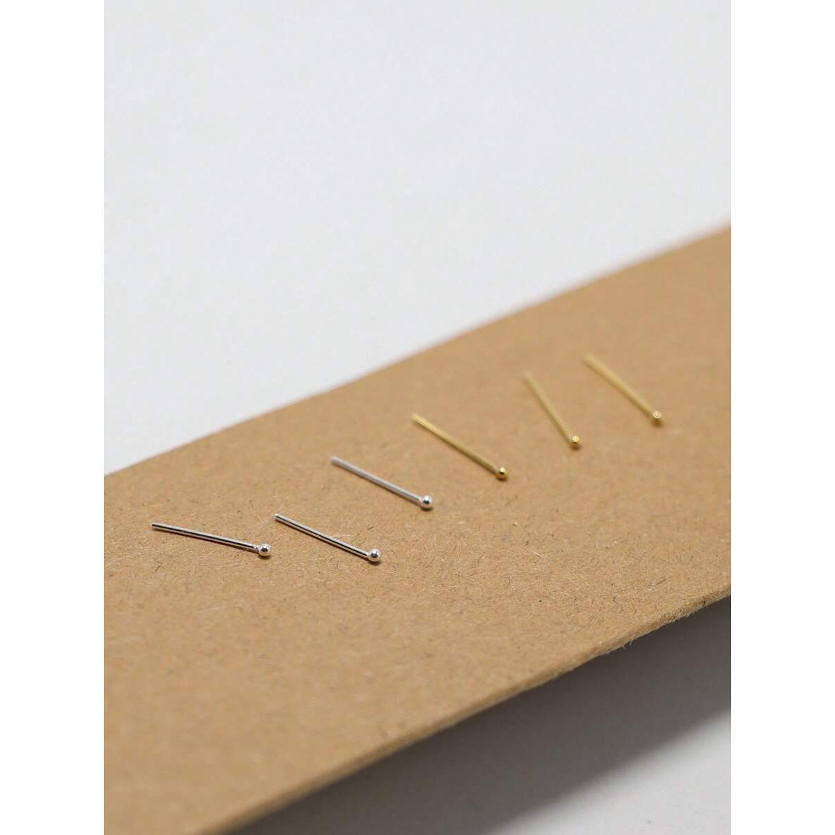 New 12pcs/Pack Tiny Design 1mm Ball Nose Piercing 925 Sterling Silver Nose Studs Pins Bone Nariz Jewelry Holiday