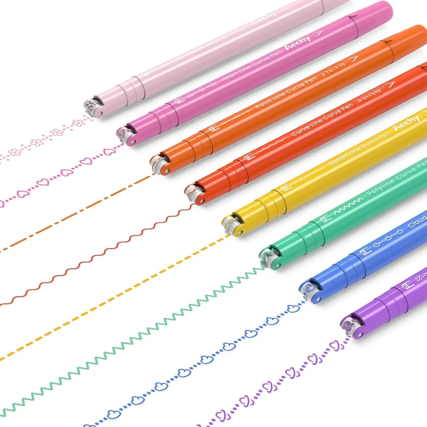 8 count  Highlighter Pen for Note Taking,  Tip Pens with 8 Different  Shapes & 8 Colors Fine Lines, Colored  Pens Set for  Journaling  to School Supplies