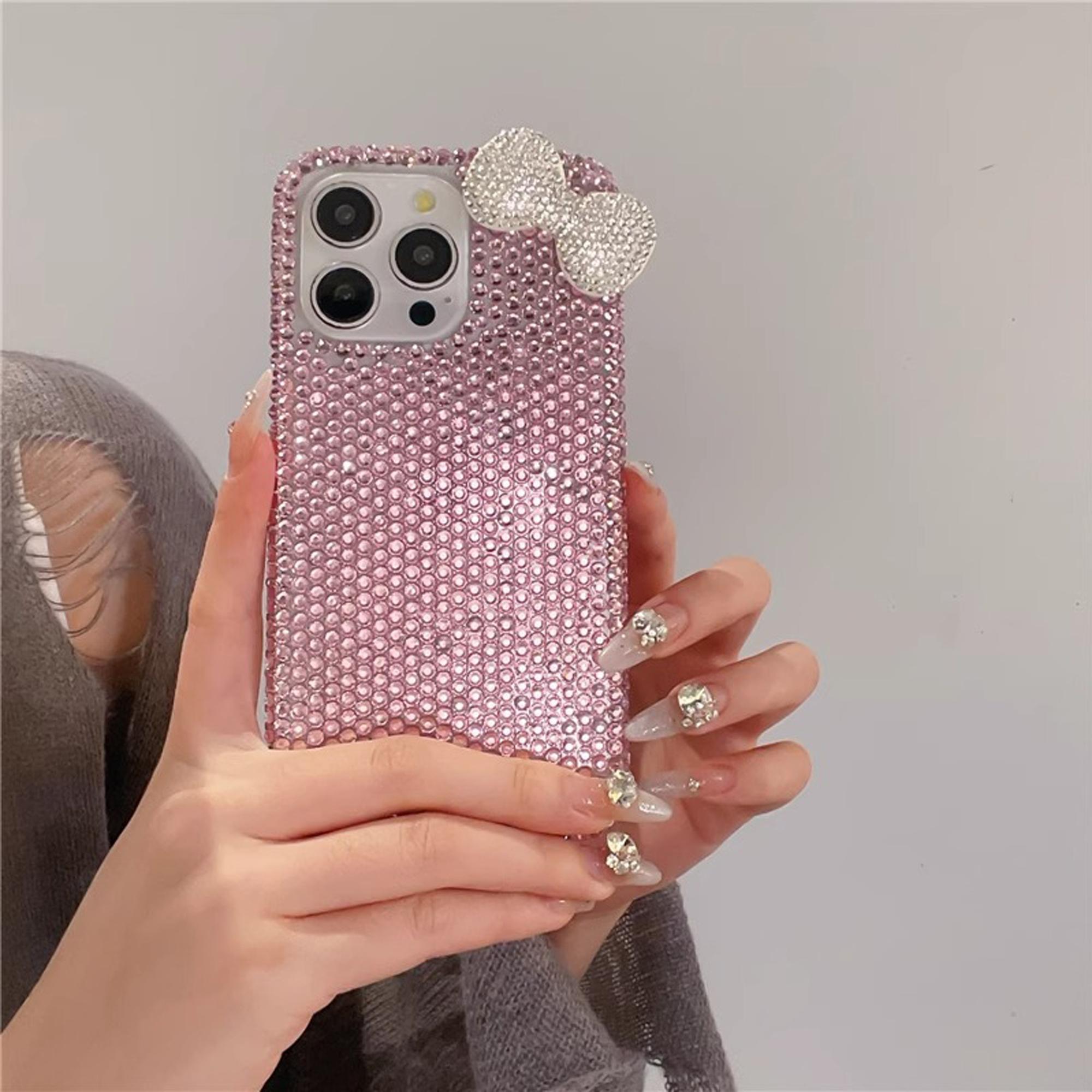 Bow Decor Phone Case, Smartphone, 1 Count Rhinestone Decor Phone Protective Cover, Phone Accessories Compatible with iPhone, Casing, Aesthetic