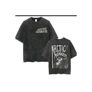 Arctic Monkeys Printed Washable Oversized T-Shirt Unisex Vintage Relaxed Fit Basic Street Style