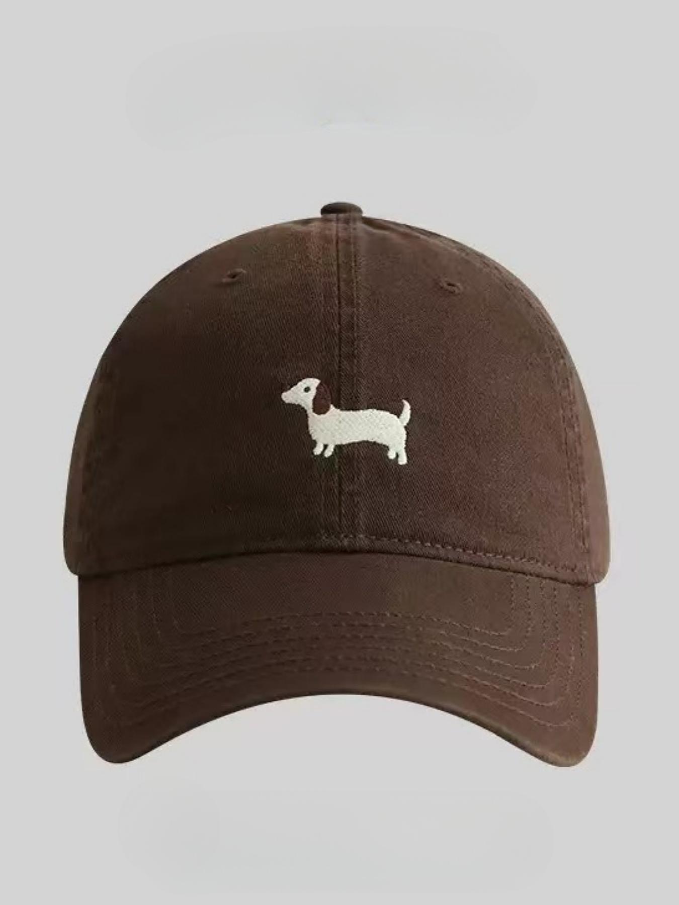 Cute Cartoon Sausage Dog Embroidered Baseball Cap, Animal Hats, High-Quality Wide Brim, Casual Fitted Hat for All Seasons, Unisex Fashion Accessory
