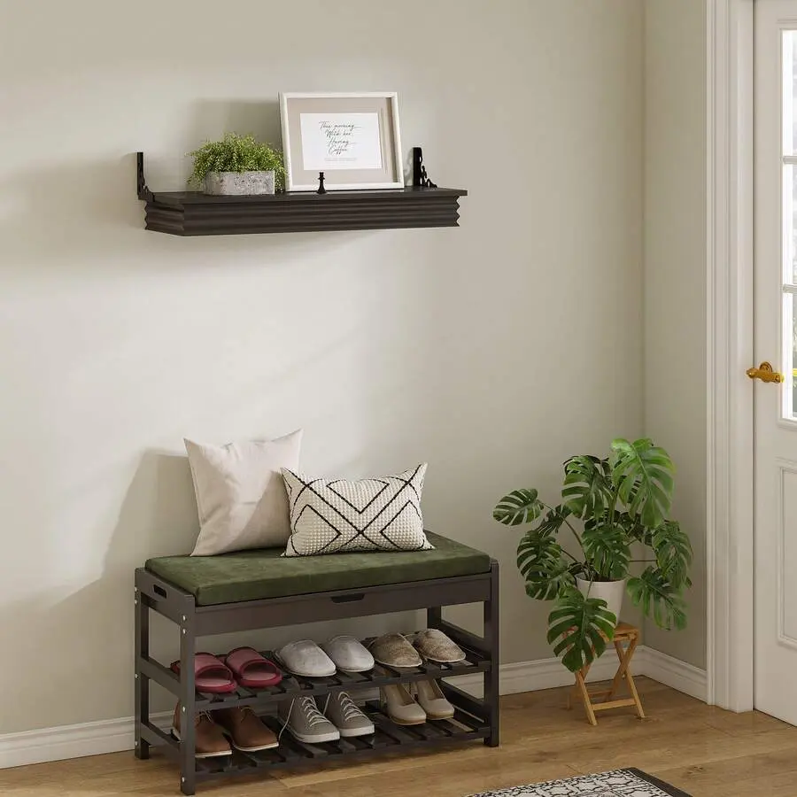 Compact Gun Shelf With Hidden Gun Drawer, Floating Mount Gun Rack With Lock Home Decor,Solid Wood Concealment Shelf Secure Storage